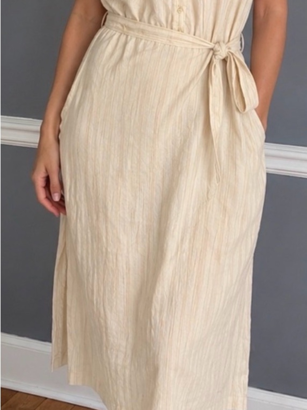 Universal Thread Cream Tie-Waist Midi Dress XXL
